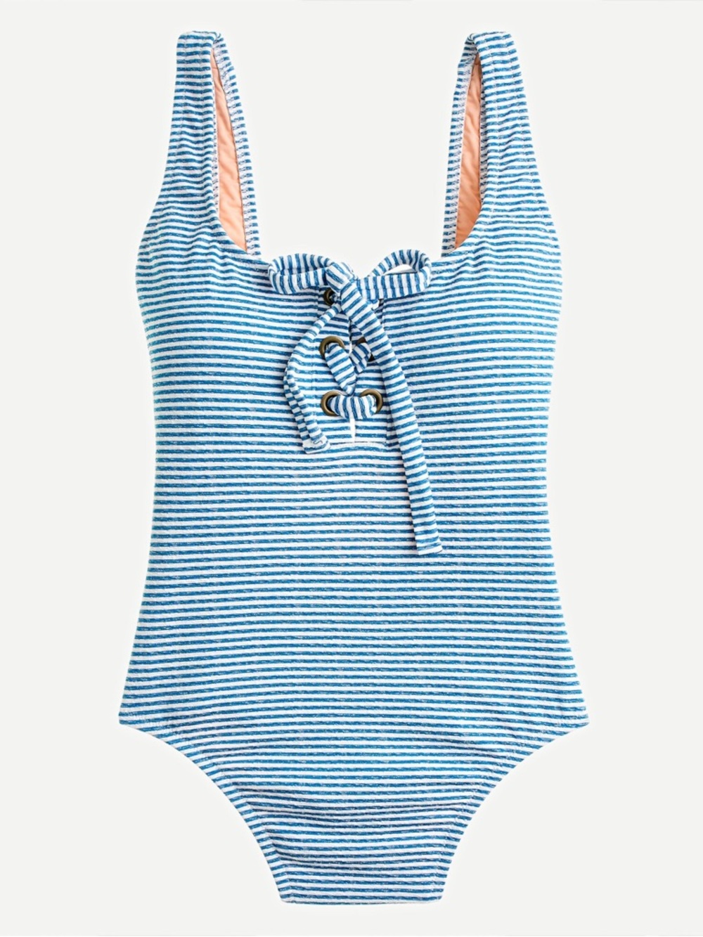 J. Crew Blue and White Striped Tie-Front One-Piece Swimsuit
